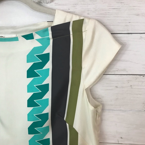 Milly of New York Geometric Silk Shift Dress - Picture 2 of 7